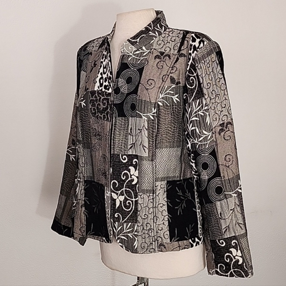 Christopher & Banks Jacket Patchwork Long Sleeve … - image 5